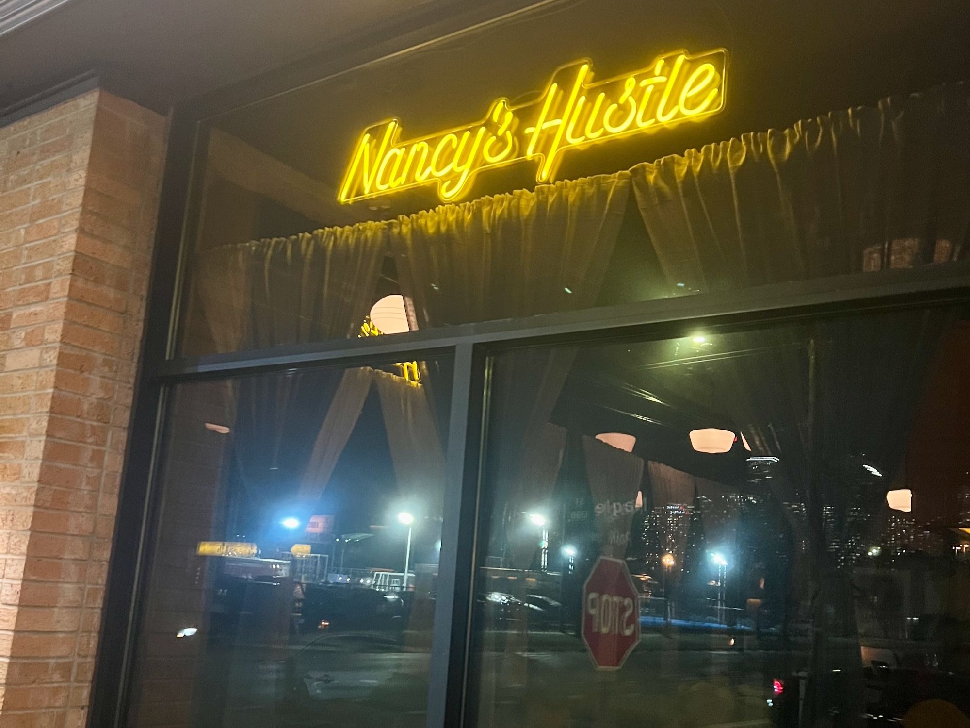 Nancy's Hustle sign