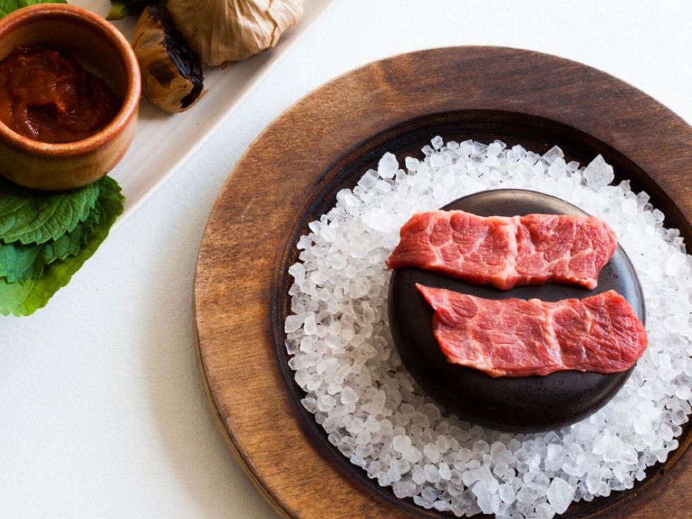 Nara Houston shashimi cooking on hot black rock