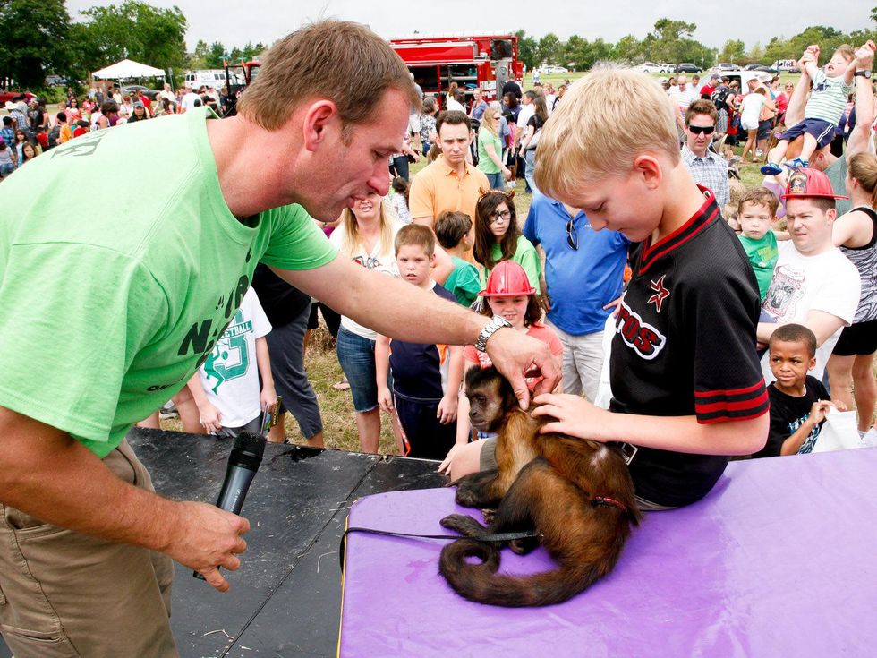 Nature Fest in Bridgeland May 2013 monkey and crowd