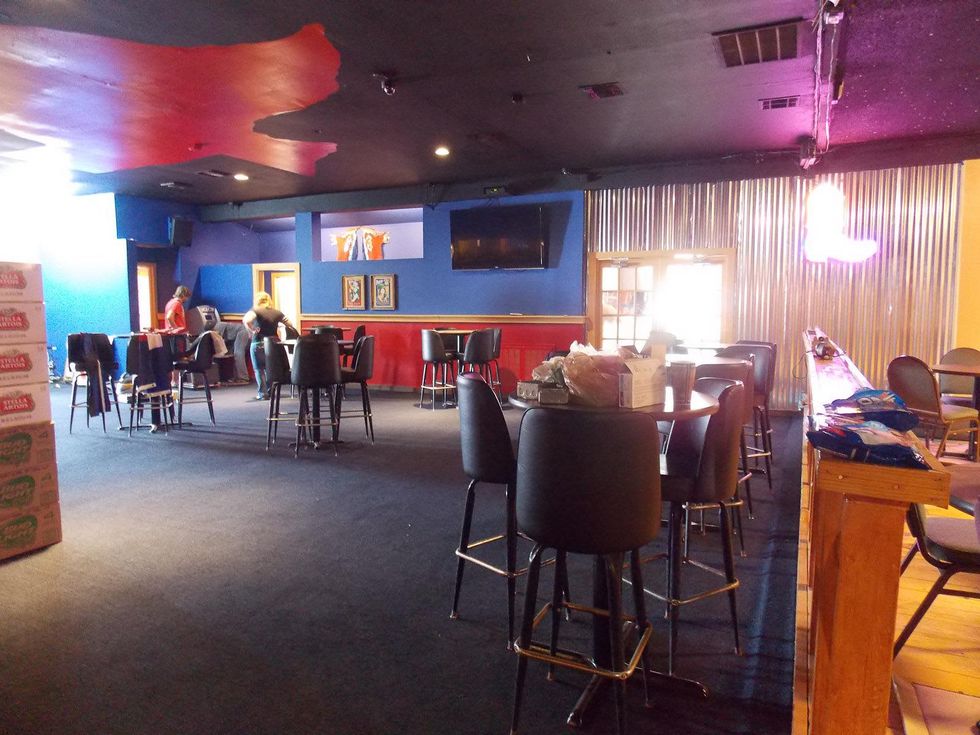 Neon Boots Dancehall & Saloon Houston Texas painted on ceiling August 2013