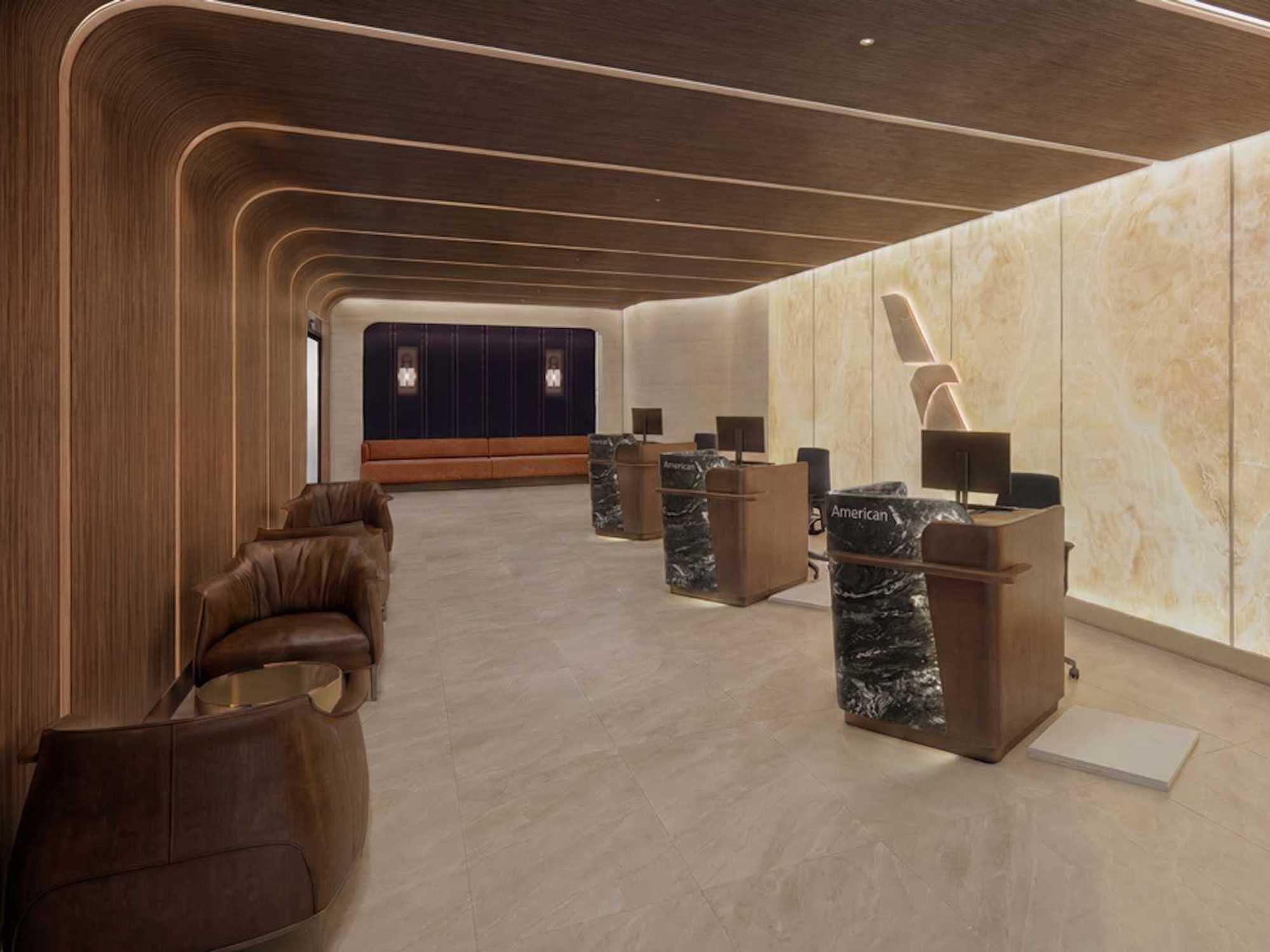New American Airlines Flagship check-in area at DFW International Airport