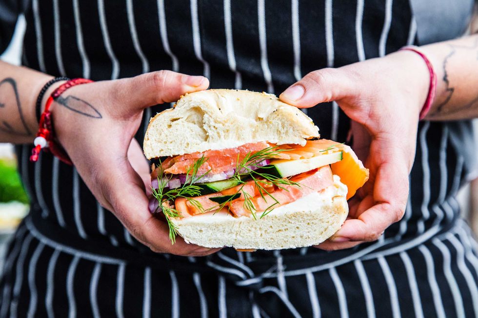 New York Deli & Coffee shop lox sandwich bagel