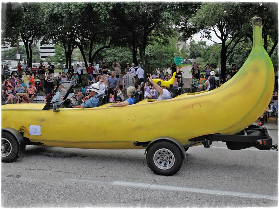 News_Art Car Parade_Annise Parker_Banana car_May 2012