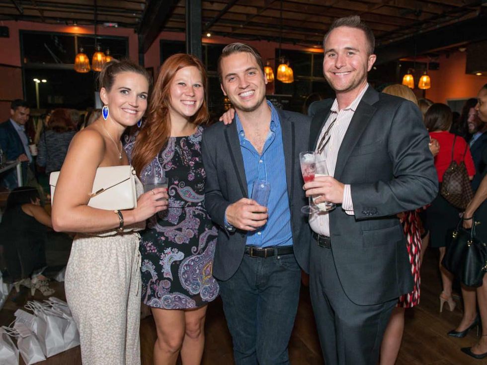 News, CultureMap Social, B&B Butchers, Sept. 2015 Brittany Jefferson, Amanda Moehnke, Cole Smith, Cooper Gouge