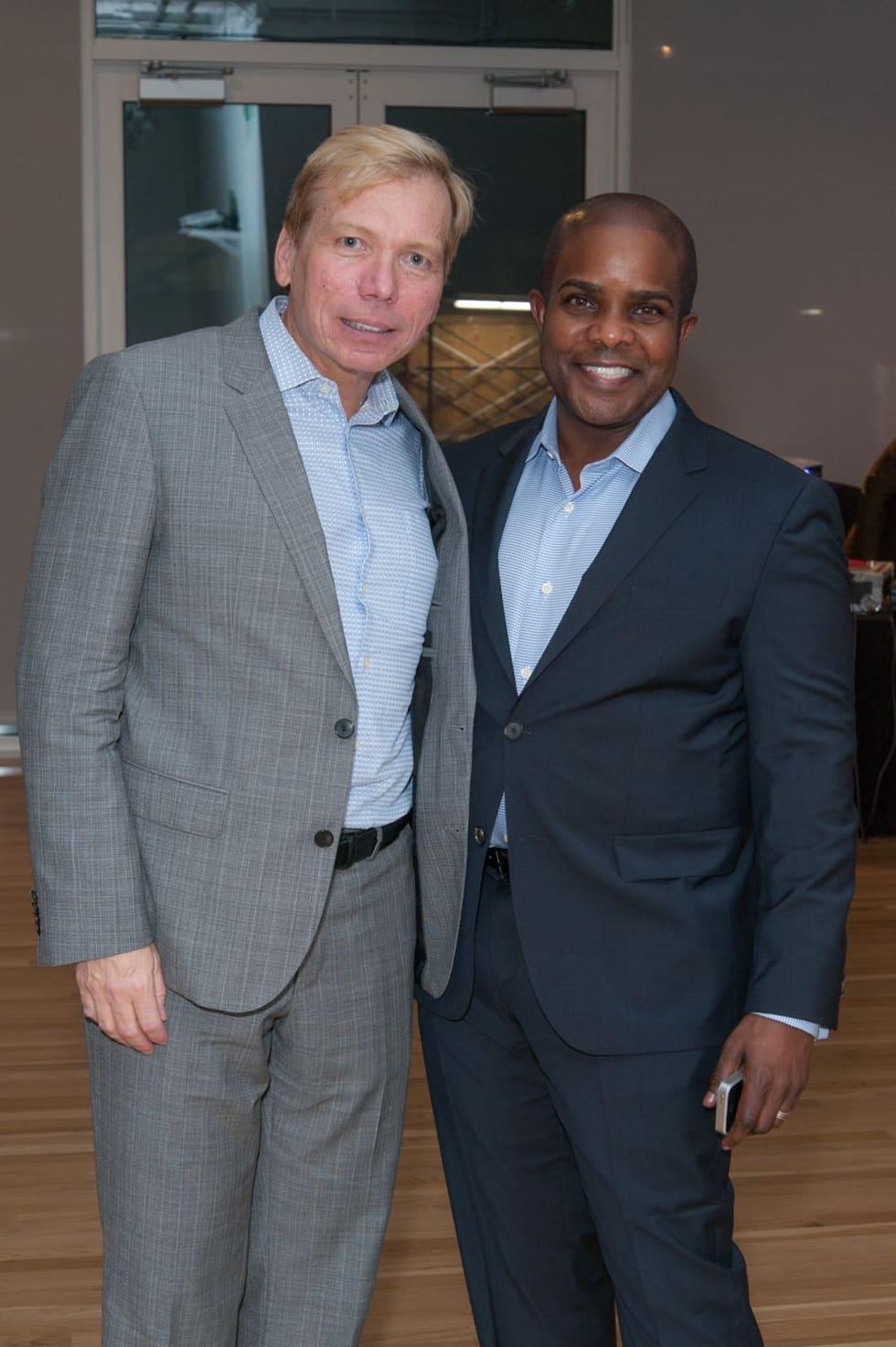 News, DiverseWorks MATCH party, Dec. 2015 Jonathon Glus, Alton LaDay