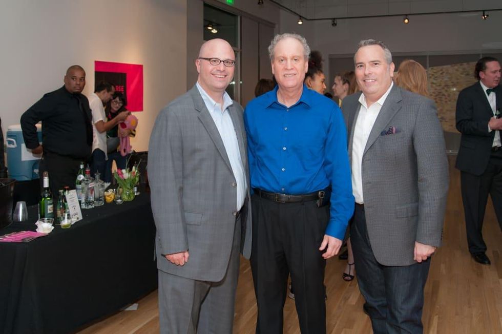 News, DiverseWorks MATCH party, Dec. 2015 Mark Yzaguirre, Rob Greenstein, Jason Fuller