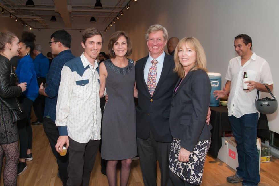 News, DiverseWorks MATCH party, Dec. 2015 Nick Vaughan, Jereann Chaney, Norman Ewart, Kellye Sanford