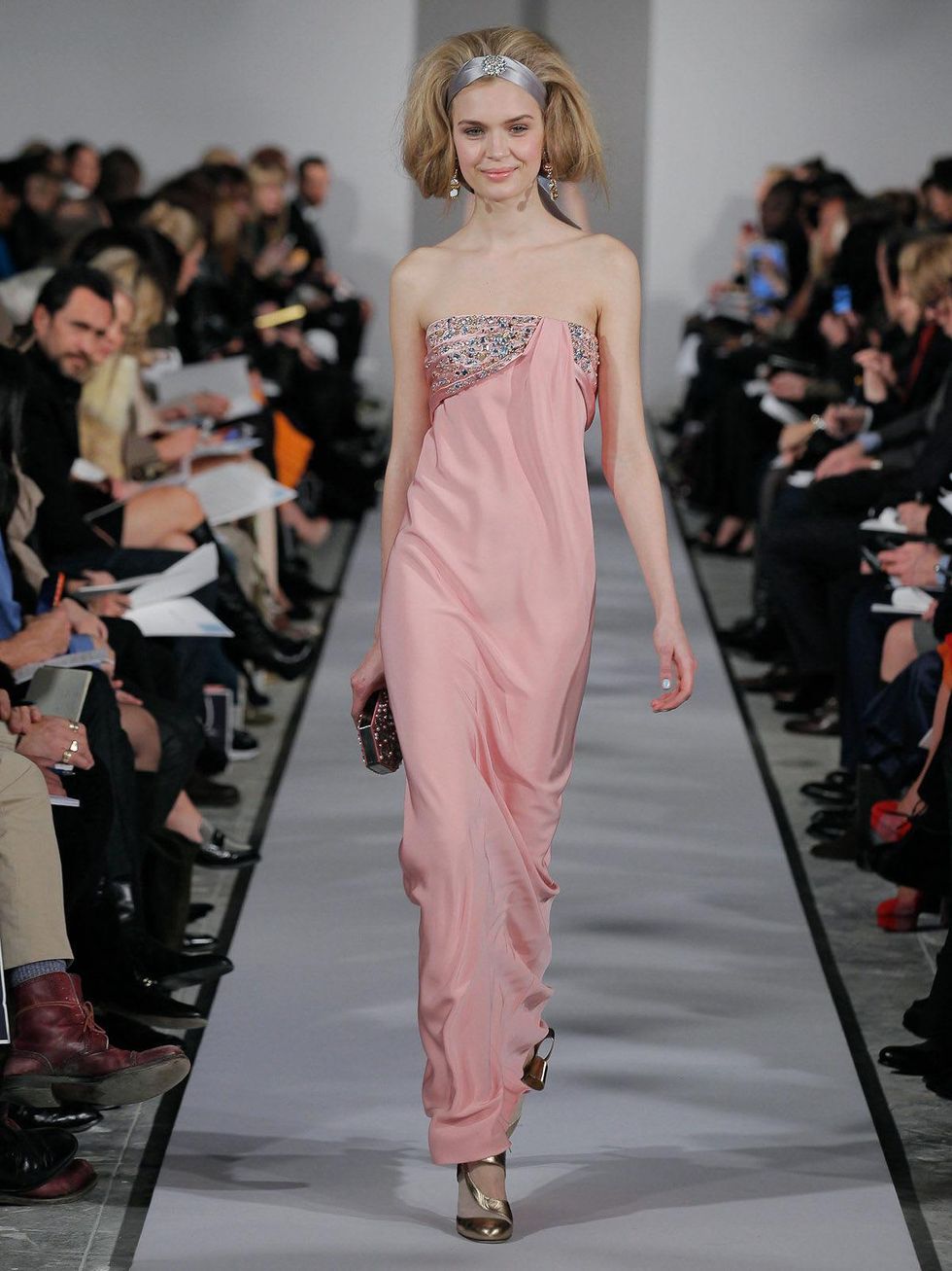 News_Fashion Week_Fall 2012_best gowns_Oscar de la Renta_pink strapless