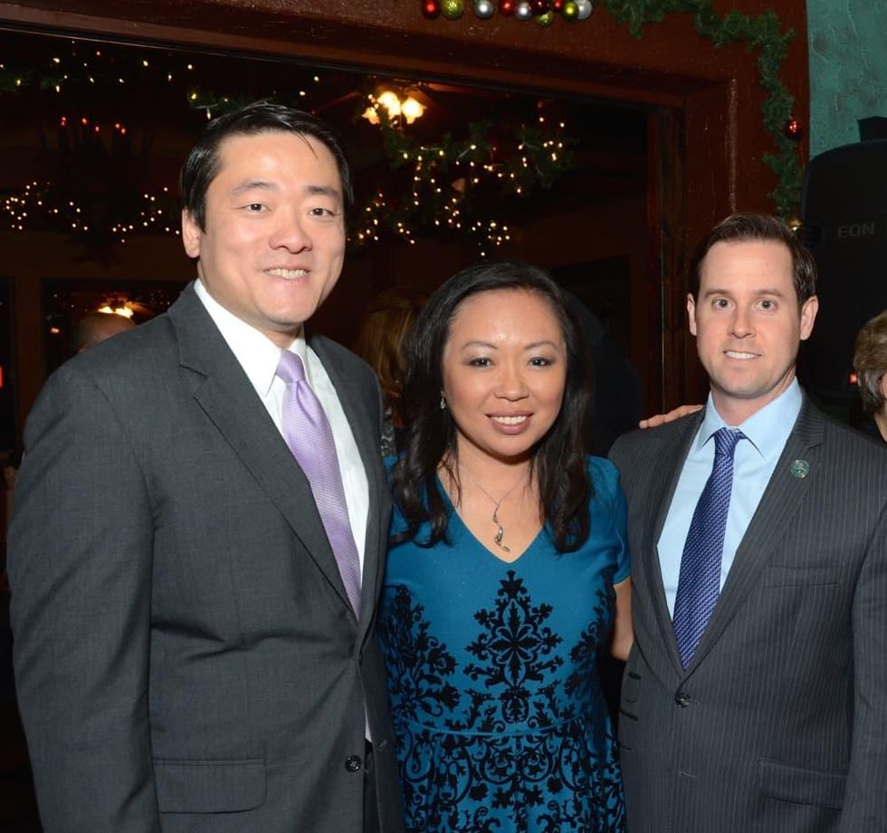 News, Mayor's Hispanic Advisory Board party, Dec. 2015, Gene Wu, Miya Shay, Chris Brown
