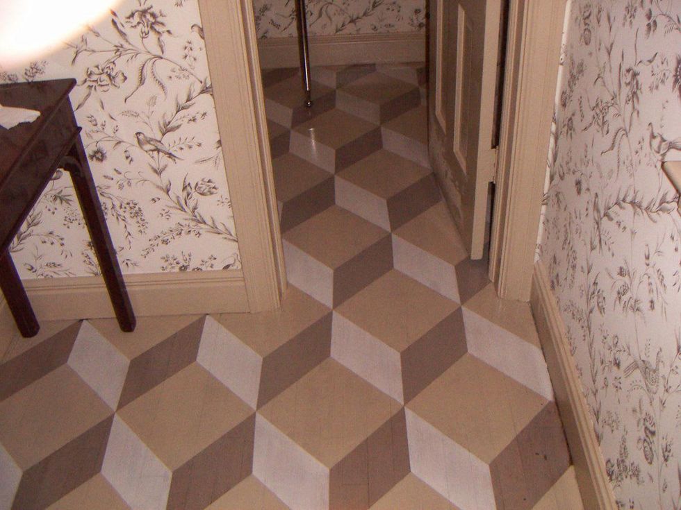 News_Ruthie_faux painting_tumbling block floor desig