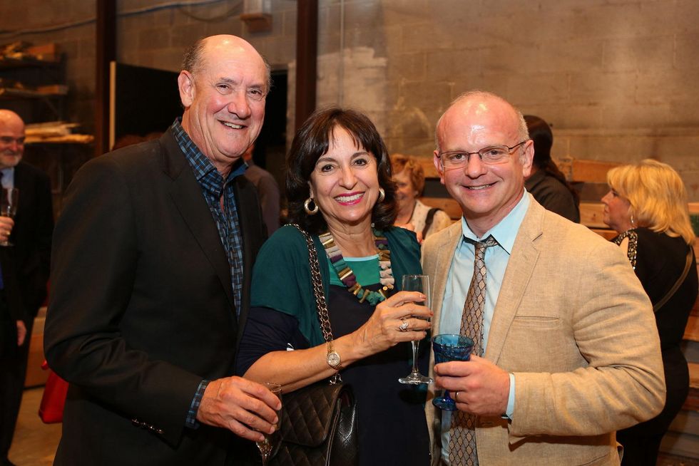 News, Shelby, Alley Theatre opening night dinner, August 2014, Ken and Mady Kades with Director Michael Wilson
