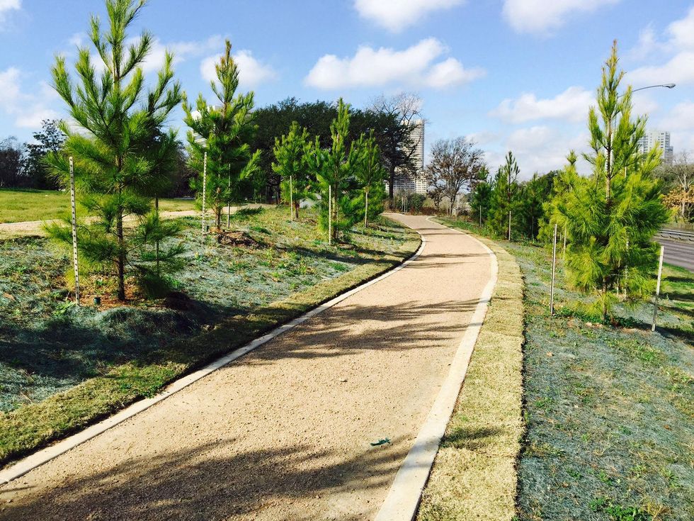 News, Shelby, Buffalo Bayou Park tree planting, Feb. 2015