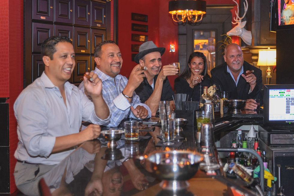 News, Shelby, Hublot party, The Marquis, May 2015 Manny Higuera, Travis Rucker, Dan Vazquez, and Erica and Doug Brown