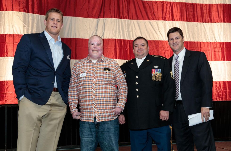 News Shelby Impact a Hero J. J. Watt, Sergeant Richard Yarosh, Staff Sergeant Paul Brondhaver and Randy McIllvoy May 2013