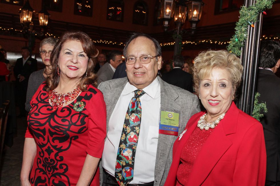News, Shelby, Mayor's Hispanic Holiday Party, Dec. 2014 Mary Closner, Ed Ybarra, and Lolita Guerrero