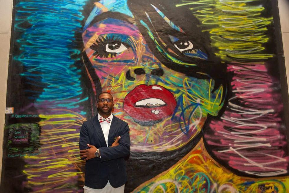 News, Shelby, Muir Gallery mural party, July 2015, John Whaley Jr. 3rd place