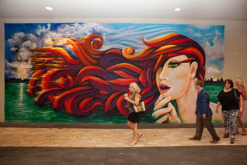 News, Shelby, Muir Gallery mural party, July 2015,