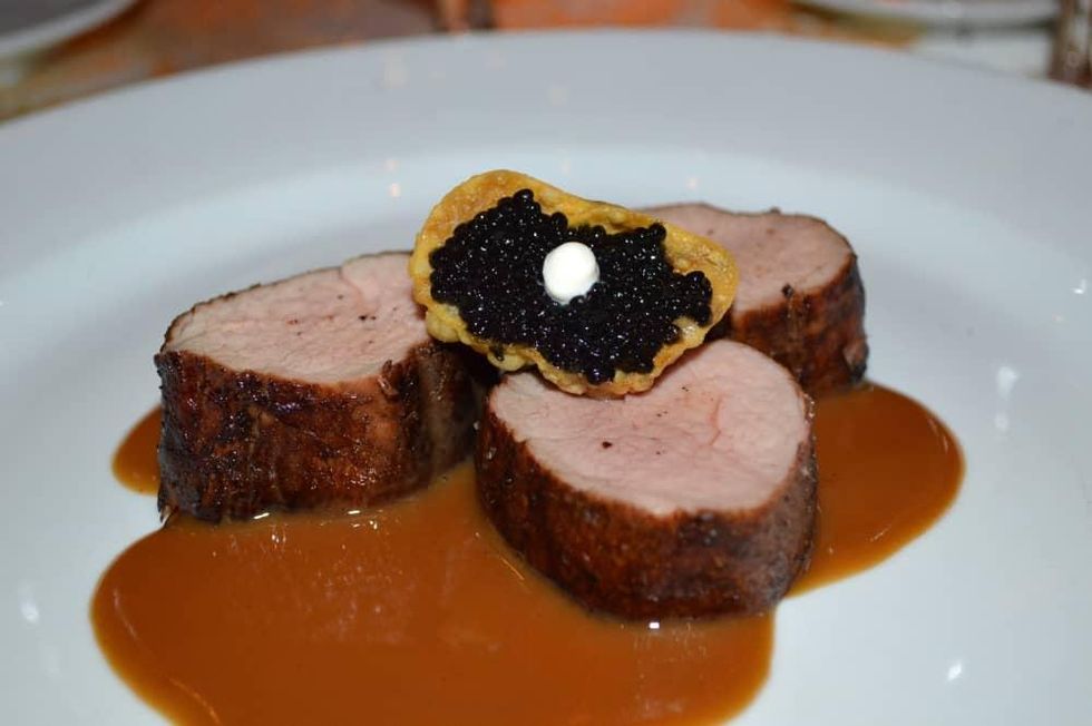 News, Shelby, Tony's 50th, Nov. 2015, Medallions of Veal with caviar