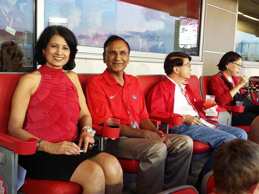 News, Shelby, UH Stadium Suite Life, Sept. 2014, Renu Khator, Suresh Khator