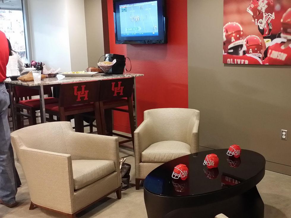 News, Shelby, UH Stadium Suite Life, Sept. 2014, suite interior