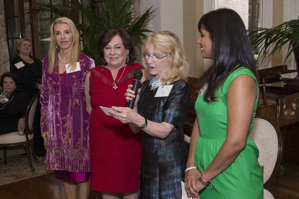 News, Shelby, UST membership tea,Marie Bosarge, Rose Cullen, Susan Osterberg and Kusum Patel Nov. 2014