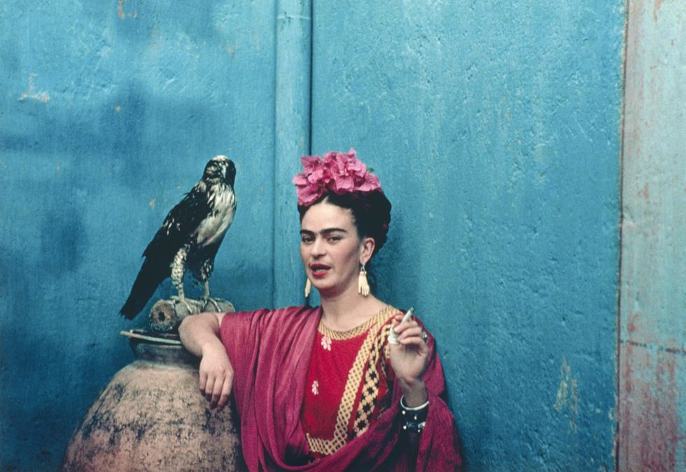Nickolas Muray, Frida with her Pet Eagle, Coyoac\u00e1n, 1939, printed 2024, inkjet print, the Museum of Fine Arts, Houston, gift of Nickolas Muray Photo Archives.