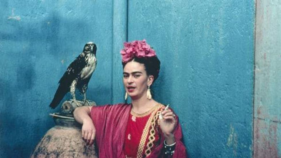 Nickolas Muray, Frida with her Pet Eagle, Coyoac\u00e1n, 1939, printed 2024, inkjet print, the Museum of Fine Arts, Houston, gift of Nickolas Muray Photo Archives.