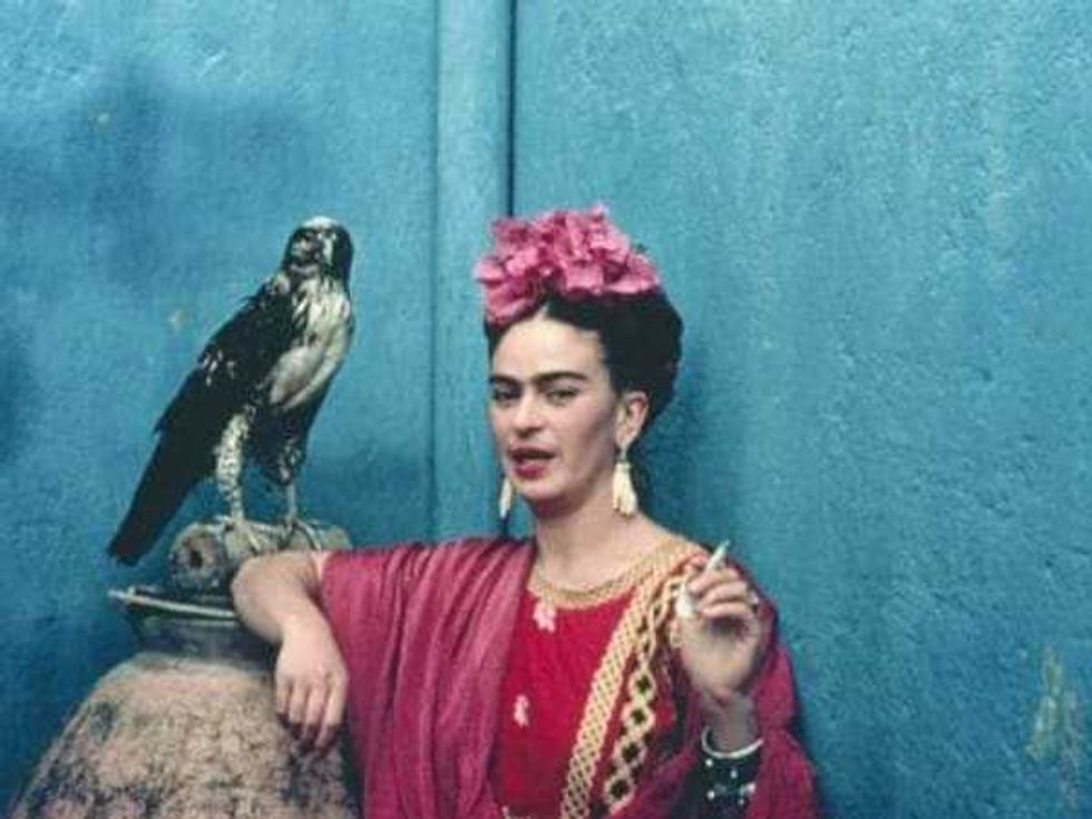 Nickolas Muray, Frida with her Pet Eagle, Coyoac\u00e1n, 1939, printed 2024, inkjet print, the Museum of Fine Arts, Houston, gift of Nickolas Muray Photo Archives.