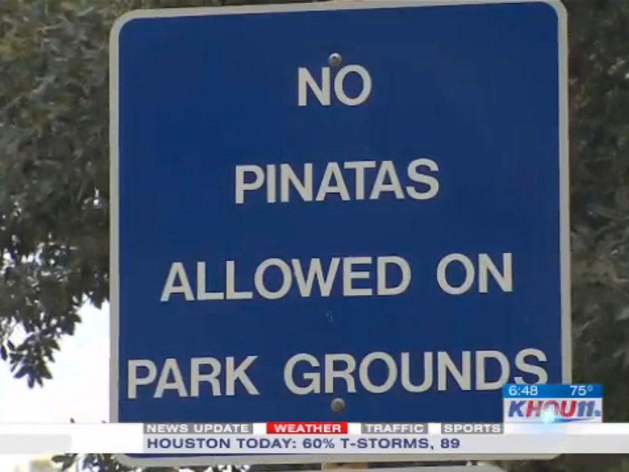 No pinatas, sign