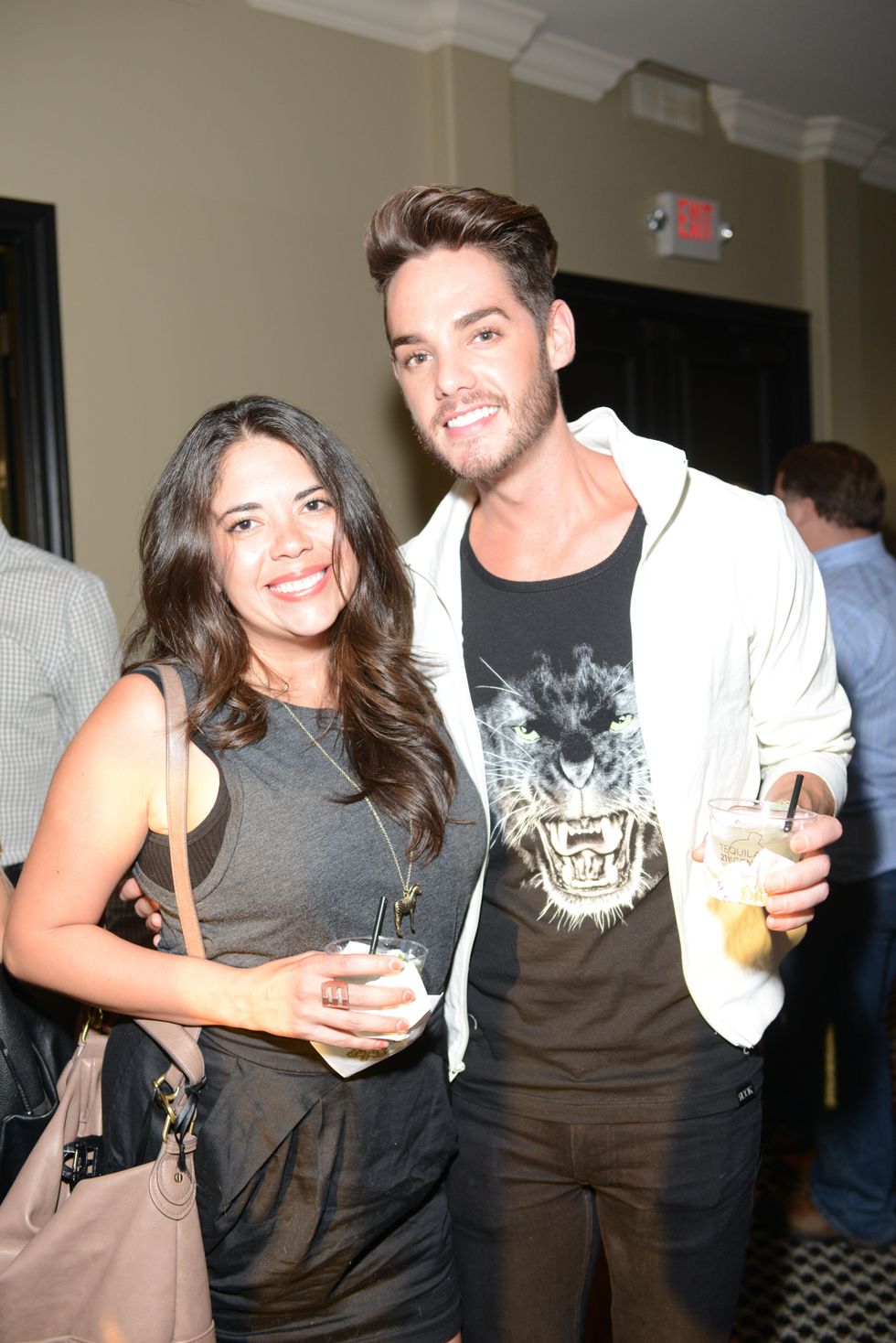 Nora Villarreal and Casey Clay at the ZooZa Event at Hotel ZaZa August 2014