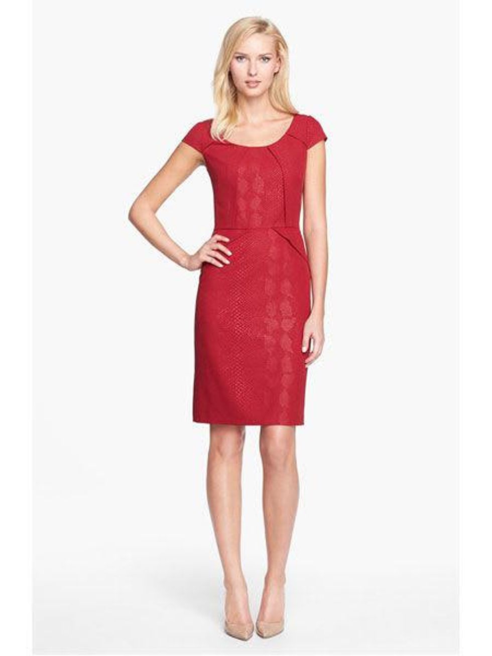 nordstrom Adrianna Papell Embossed Crepe Peplum Sheath Dress