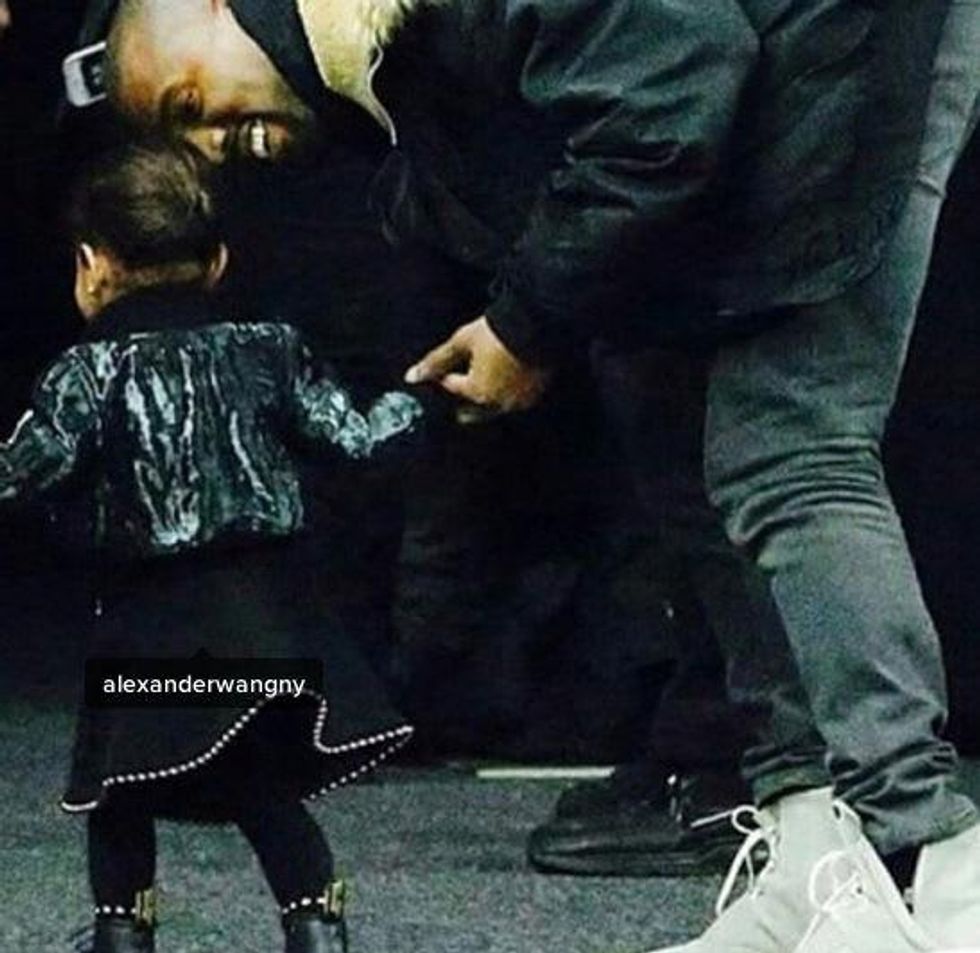 North West and Kayne West at the Alexander Wang show
