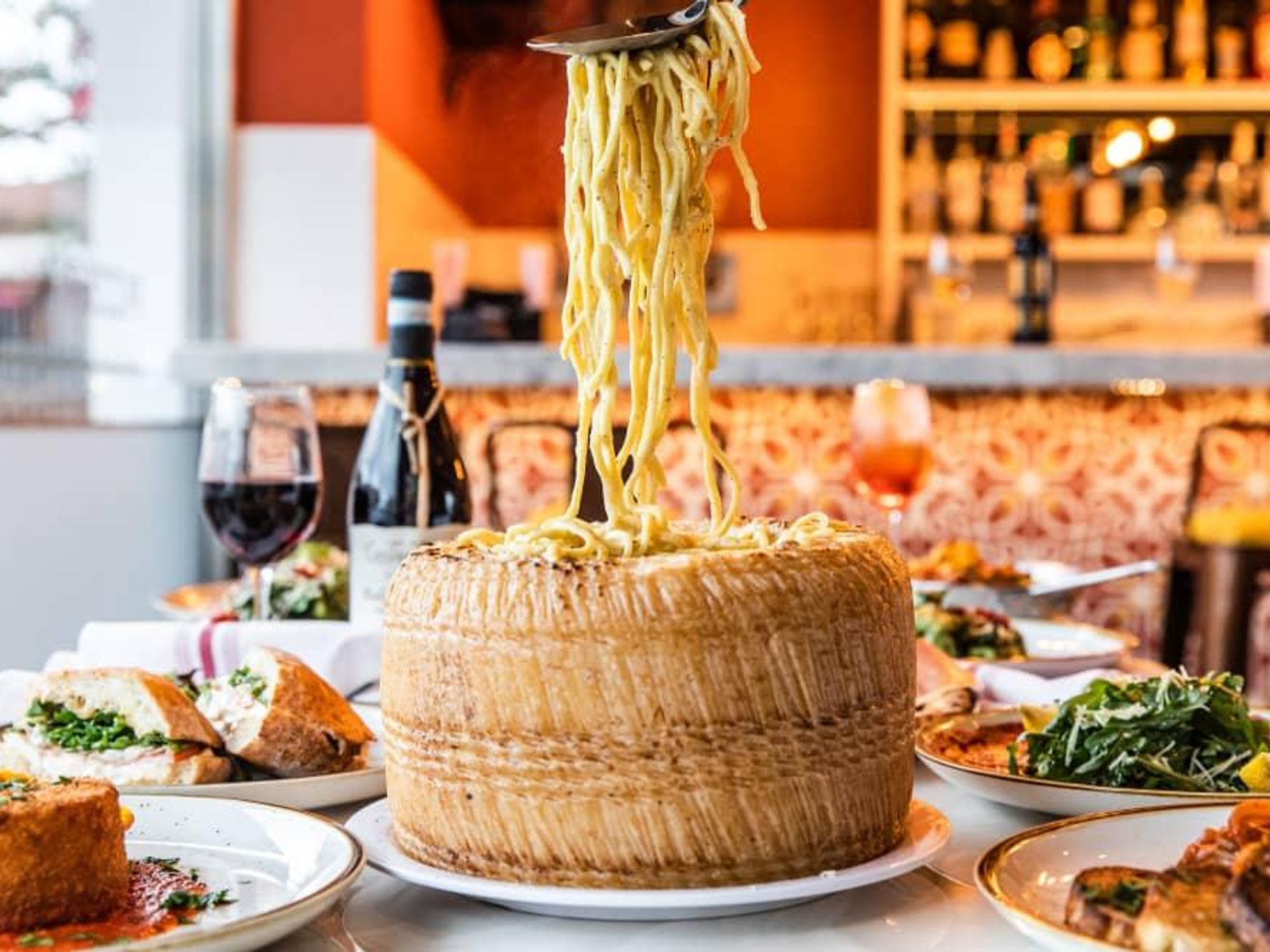 Numero 28 Italian restaurant cacio e pepe cheese wheel