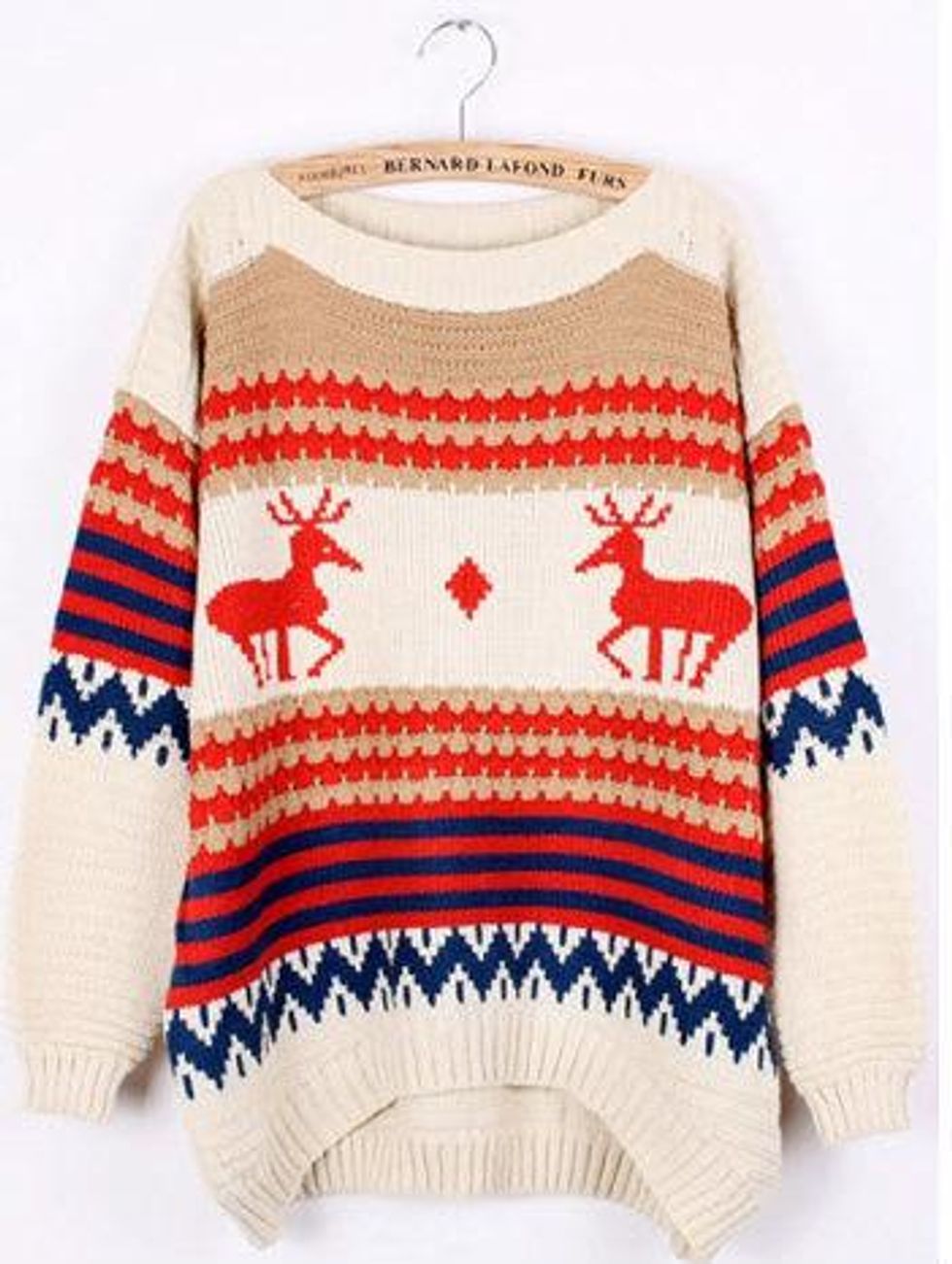 Oasap Contrast Criss Cross Swiped Sweater