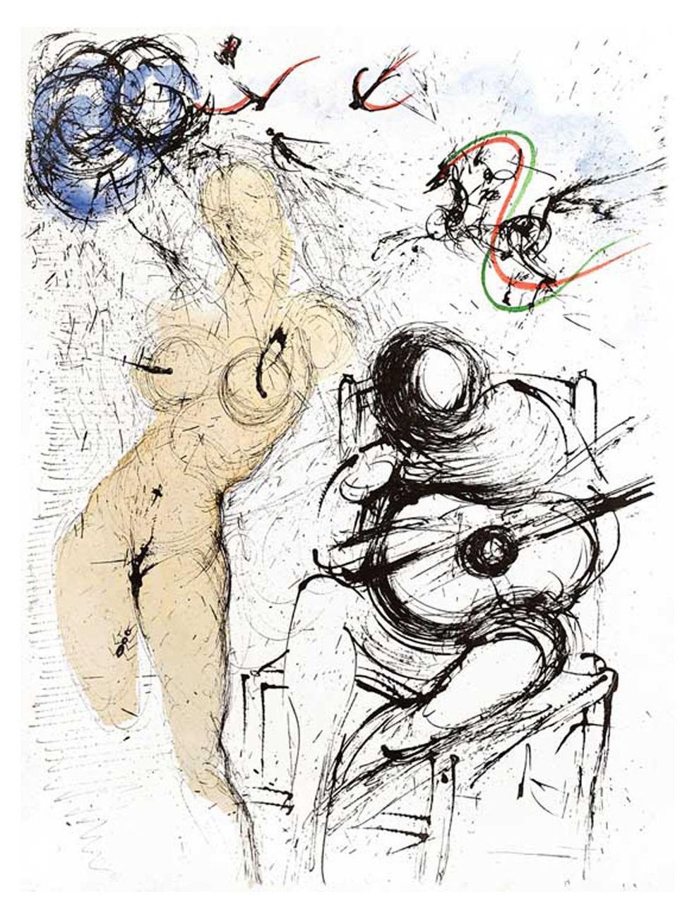 Off the Wall Gallery Salvador Dali Woman with Guitar 1967 drypoint etching