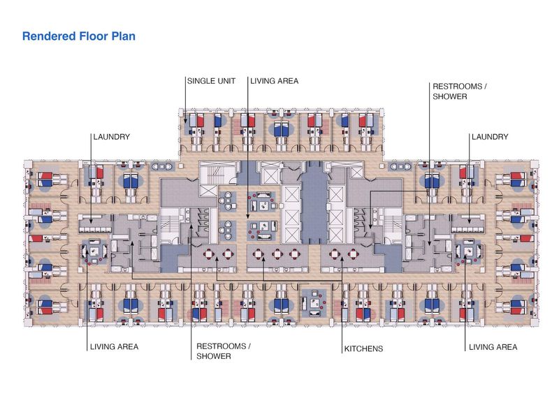 Office building apartment converstion floorplan rendering gensler