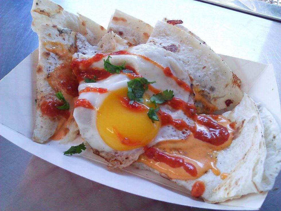 Oh My Gogi! BBQ taco with egg as a dipping sauce