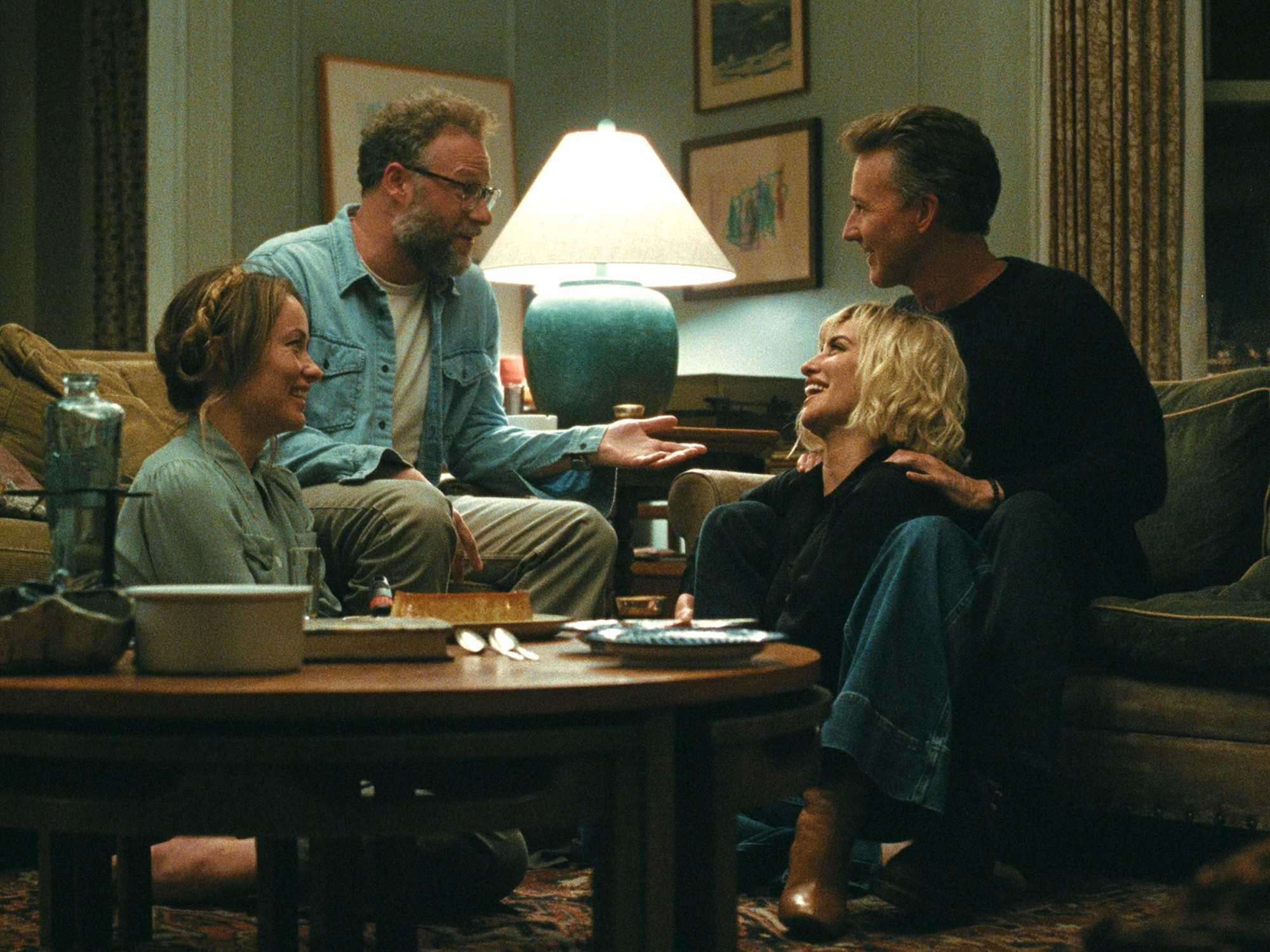 Olivia Wilde, Seth Rogen, Penelope Cruz, and Edward Norton in The Invite
