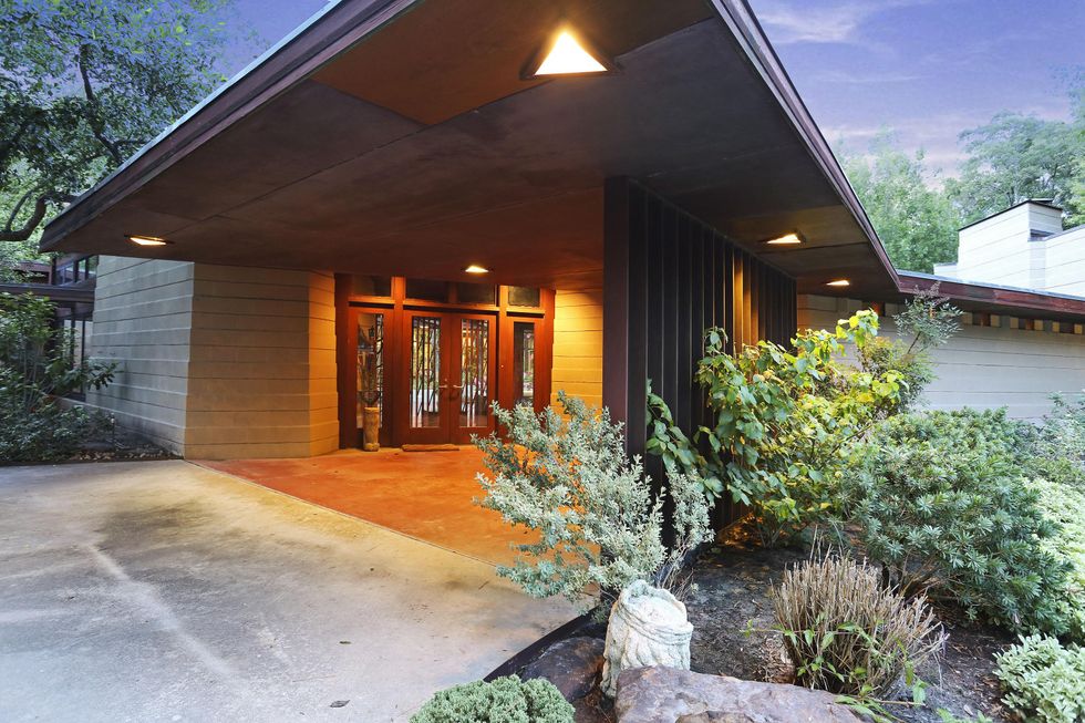 On the Market 12020 Tall Oaks St. Frank Lloyd Wright house July 2014 front exterior