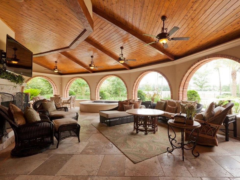 On the Market 15 Grand Regency Circle Enron mansion The Woodlands January 2015 patio deck with hot tub