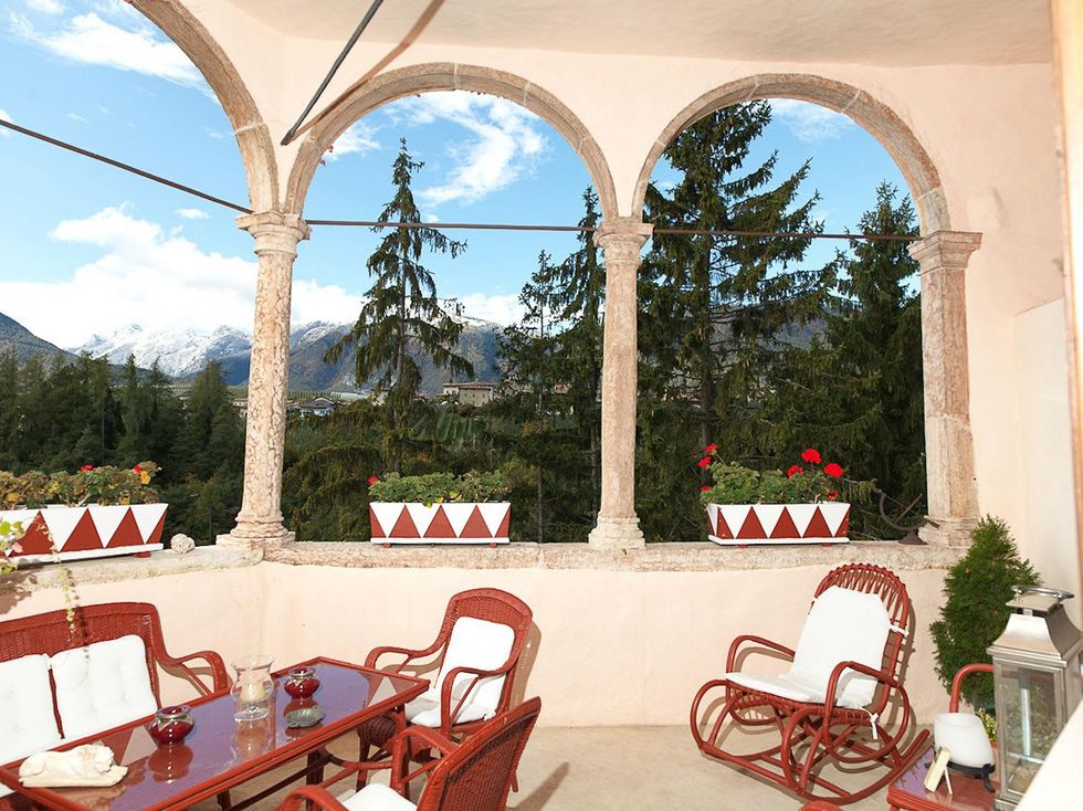 On the Market Castel Valer in northern Italy near Milan May 2014 balcony