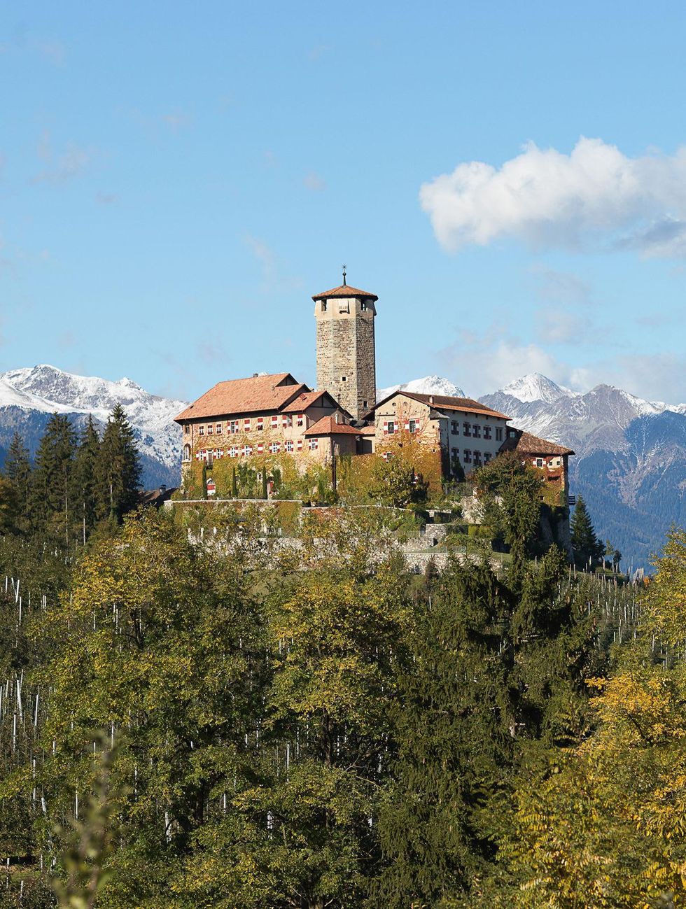 On the Market Castel Valer in northern Italy near Milan May 2014 day view 2