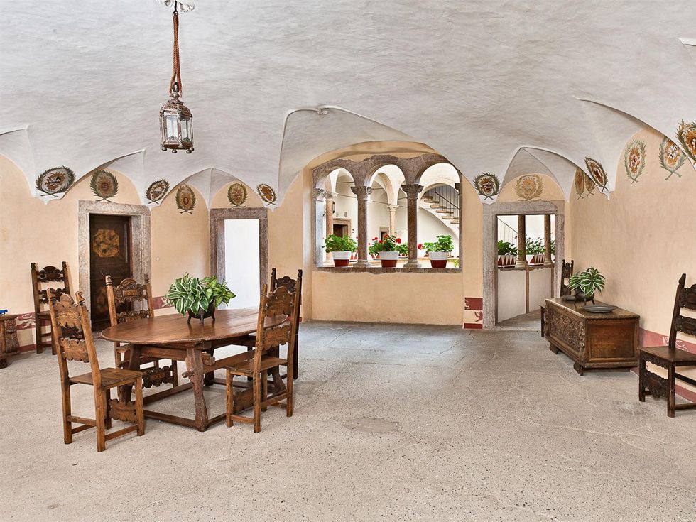 On the Market Castel Valer in northern Italy near Milan May 2014 open living or dining area