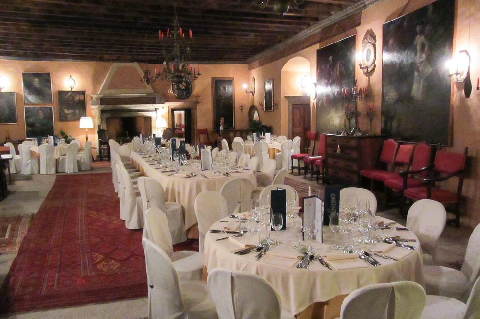 On the Market Castel Valer in northern Italy near Milan May 2014 Stables for event