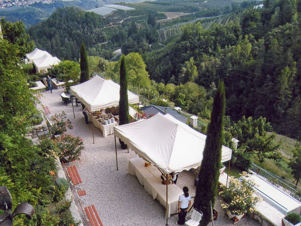 On the Market Castel Valer in northern Italy near Milan May 2014 terrace