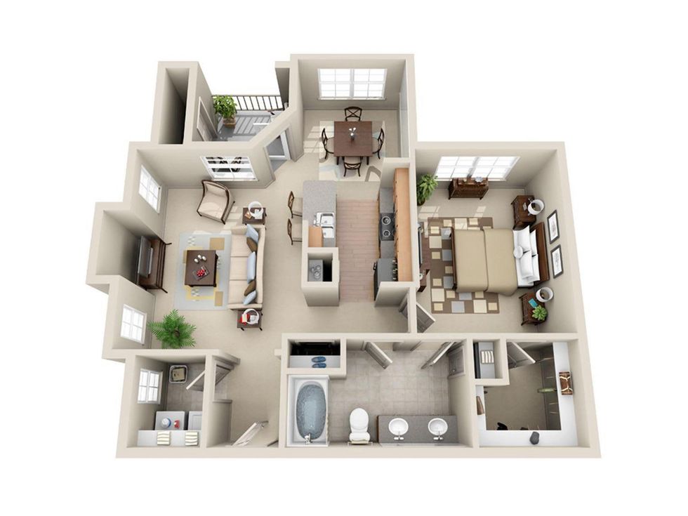 one-bedroom apartment floor plans Houston