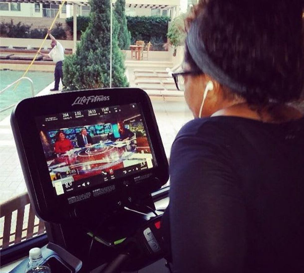 Oprah working out at Houston hotel September 2014