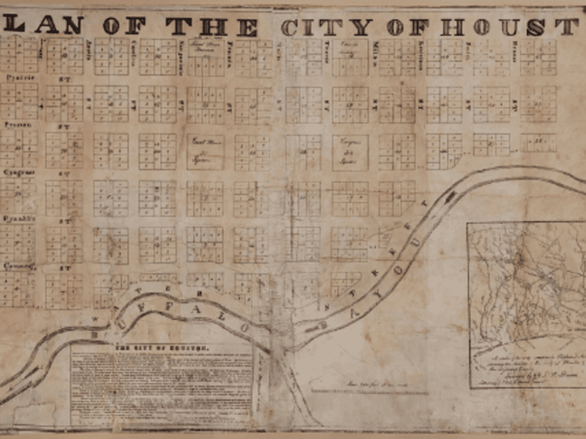 Original plan of the city of houston antiquairum