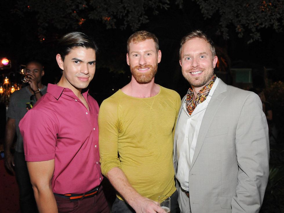 Oscar Zuniga, from left, James Phillips and Michael Broderick at the Q The Salon Moroccan theme party September 2013