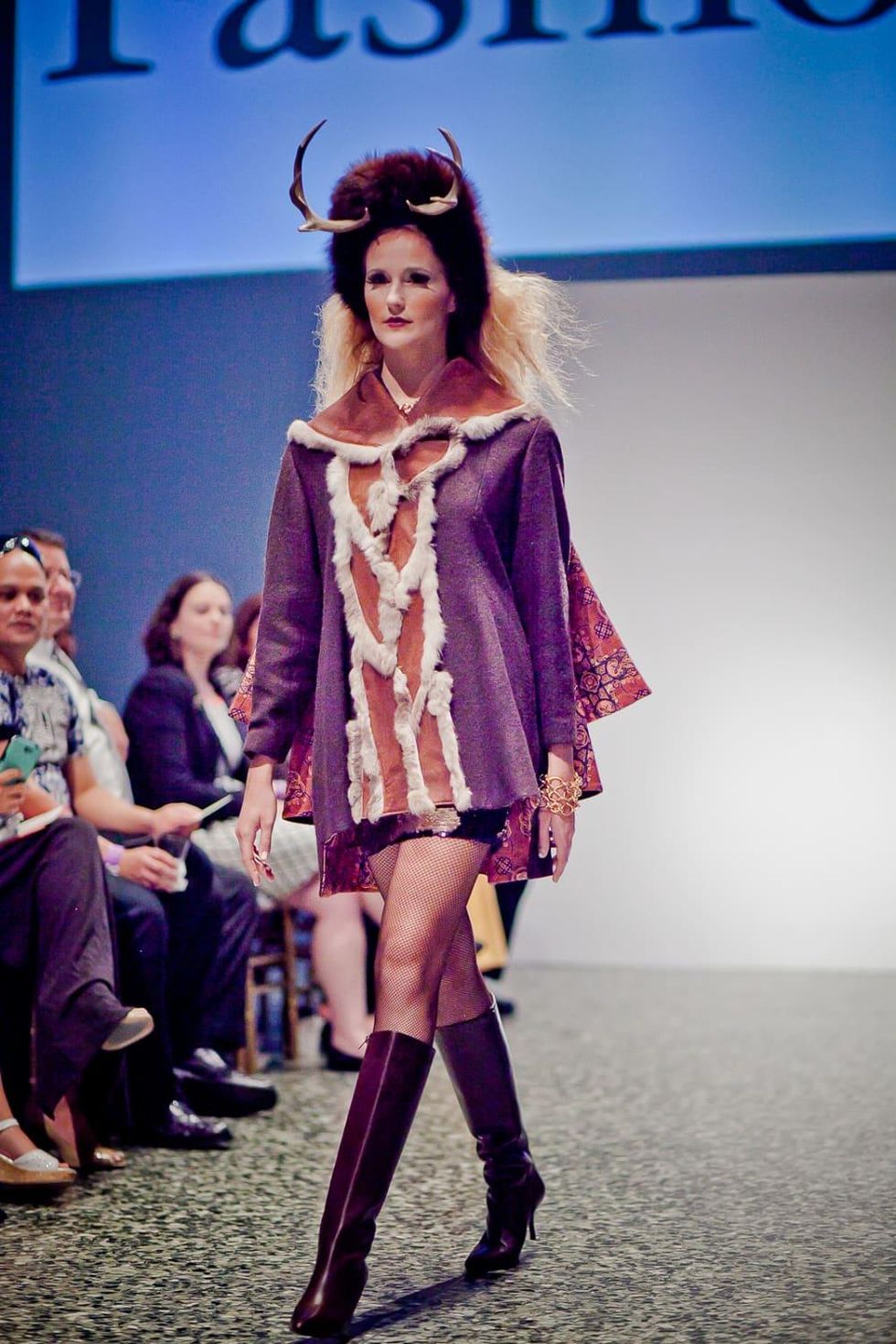 ouston, Fashion Fusion, June 2015, leather fur coat by Judi Hallenbeck